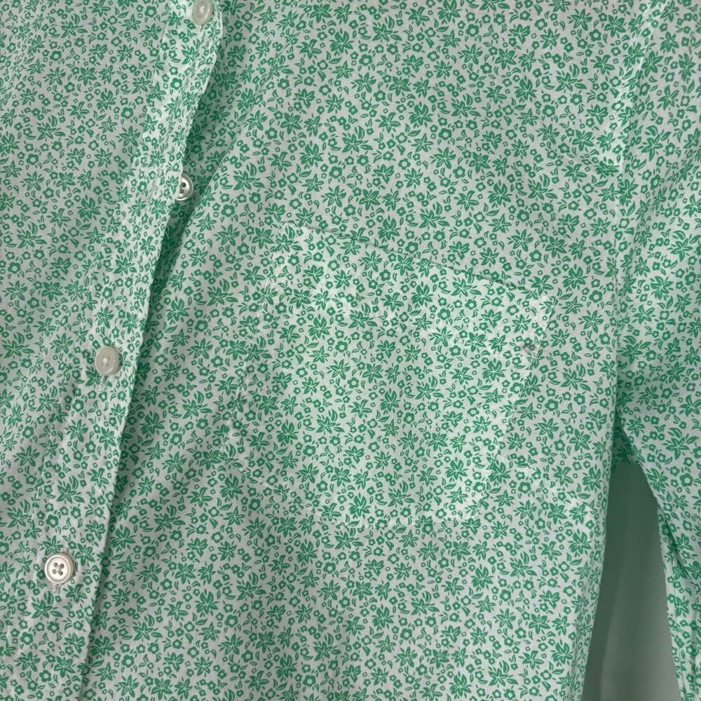 J. Crew Button Up Shirt Short Long Sleeve Green Floral Lightweight Breathable - Picture 6 of 10